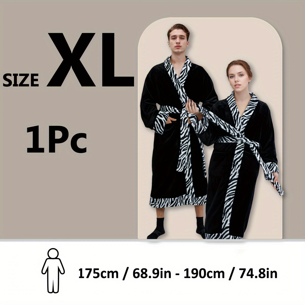 Soft unisex bathrobe with animal print trim, polyester & polyamide blend, machine washable, character themed.