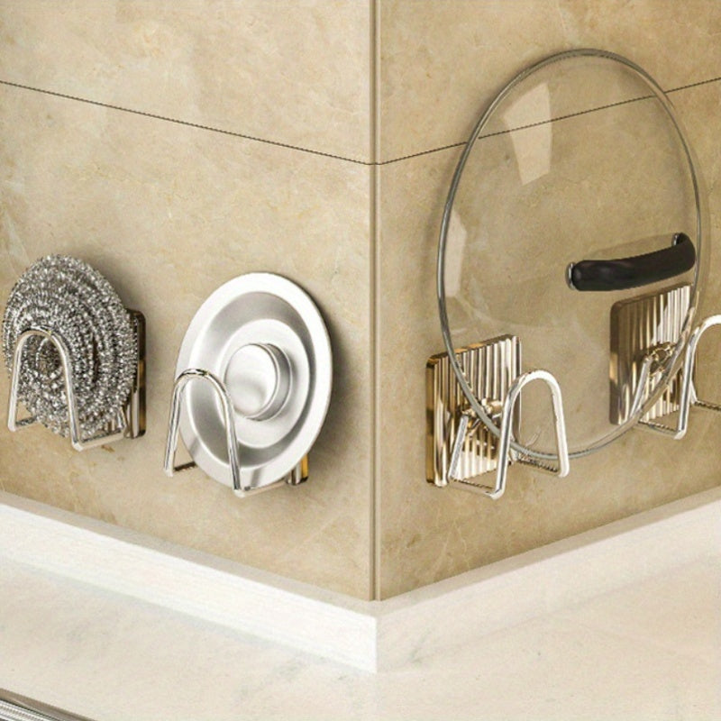 Modern Kitchen Sponge Holder: Wall-Mounted Acrylic and Stainless Steel Sink Caddy. Non-Punching Storage Rack with Towel Feature. No Electricity Required.