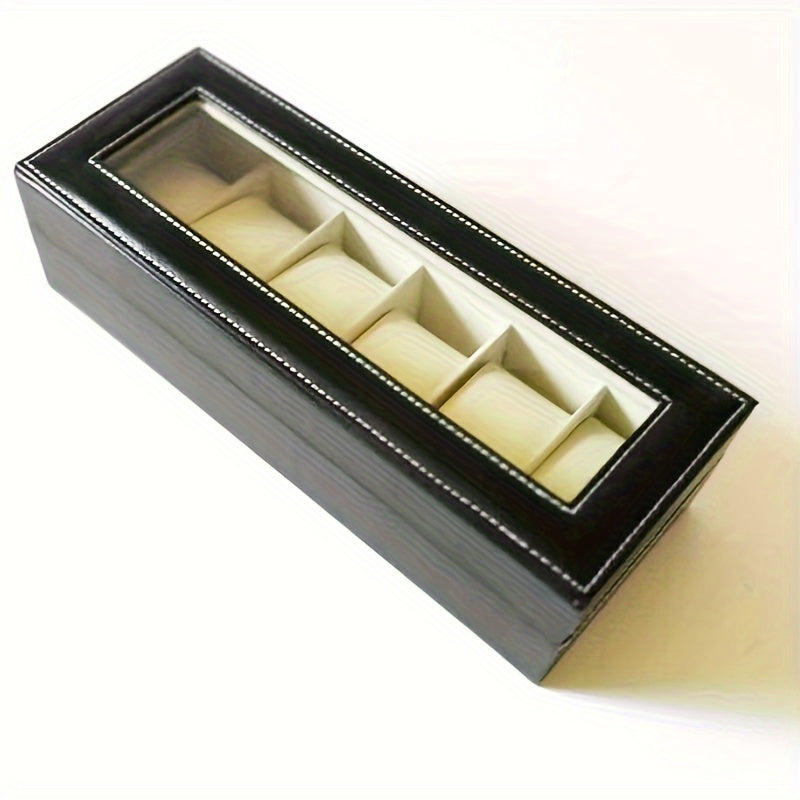 Elegant 6-Digit Watch Box Made of PU Leather, Perfect Household Storage Solution for Watches, Excellent Gift Choice for Christmas.