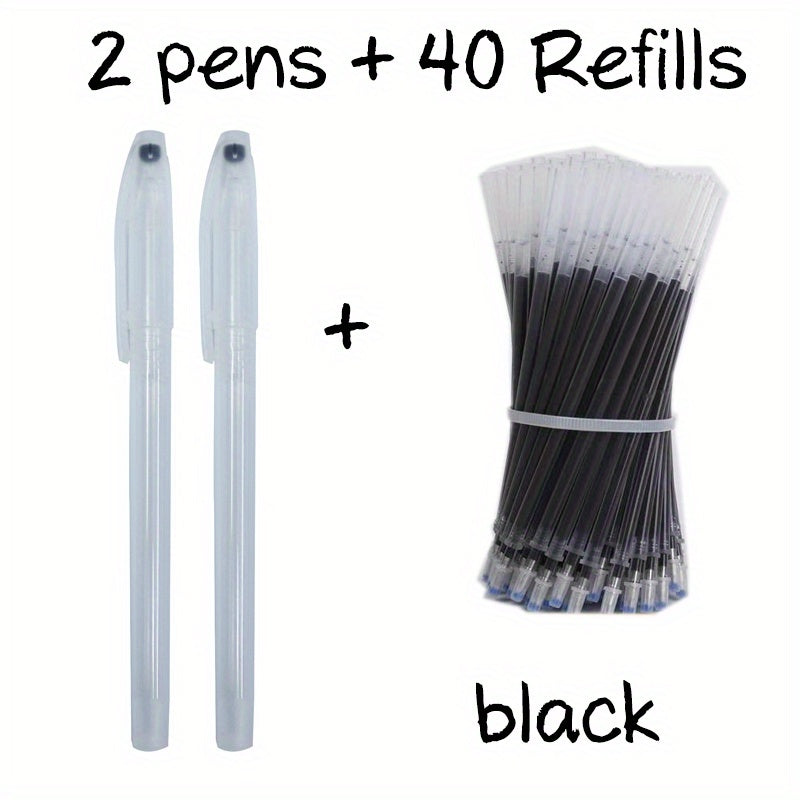 The set includes 42 heat erasable pens in 5 colors for marking fabric in sewing projects.