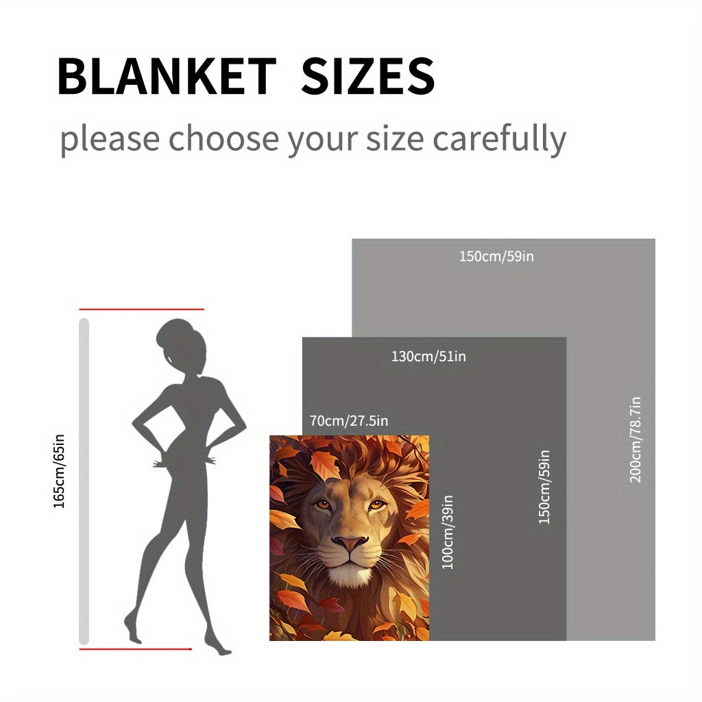 Stay cozy this fall with our Autumn Lion Portrait Flannel Throw Blanket. This contemporary-style blanket is perfect for all seasons and is designed to be anti-tear. Featuring a digital print of a majestic lion, this blanket is made from soft, warm