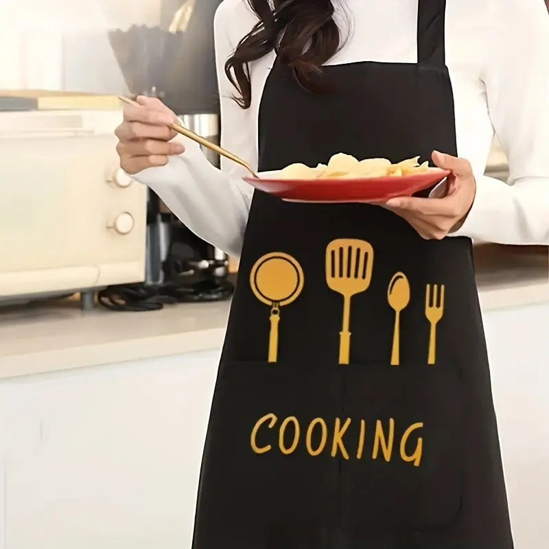 Long-lasting Waterproof Polyester Apron with Convenient Pockets - Oil-Resistant, Easy to Clean Cooking Apron for Both Men & Women - Ideal for Use in the Kitchen and Restaurant Settings