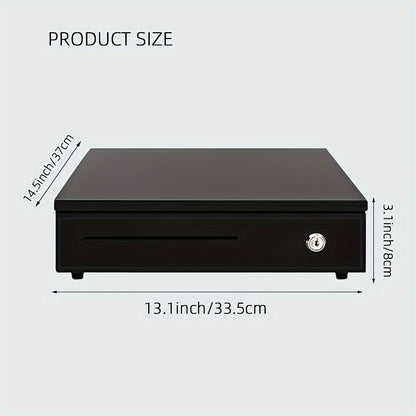 Zinc-plated steel plate cash register metal money box with small bill printer and cash register connection.