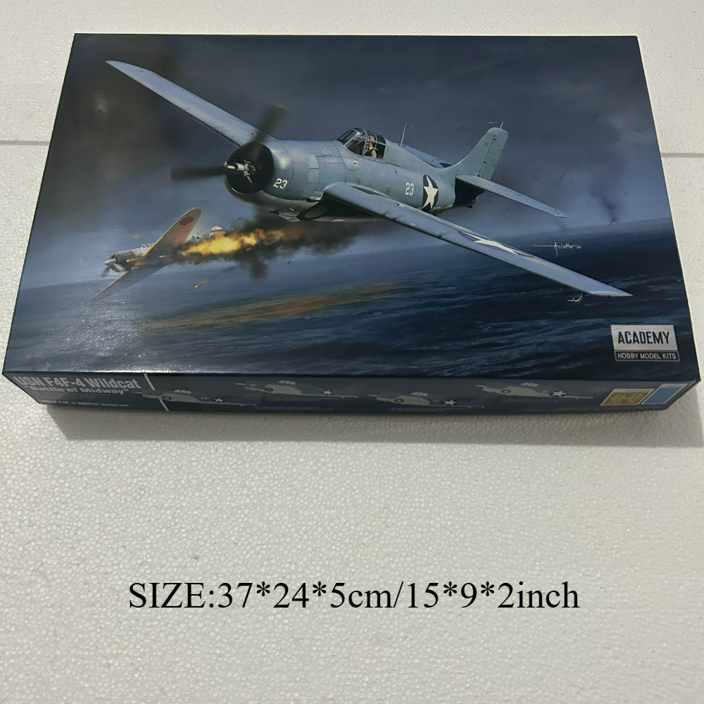 Academy F4F-4 Wildcat plastik model to'plami 1/48 o'lchamda, Midvey jangida jangovar samolyot, harbiy yashil, 14 yoshdan oshganlar uchun yig'iladigan hobbi modeli