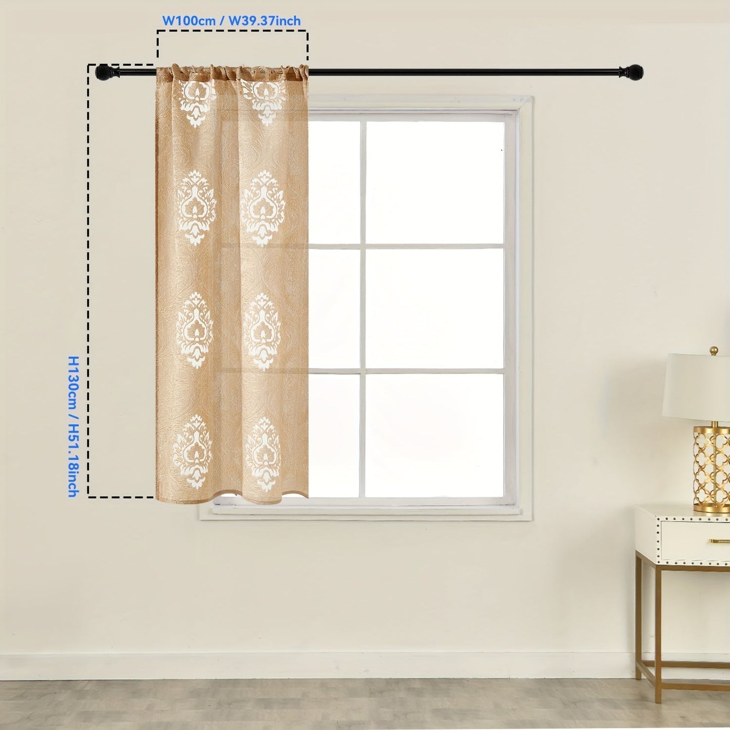 Retro Jacquard Hollow Yarn Curtain with Rod Pocket, Translucent Window Treatment for Home Decor in Living Room, Bedroom, and Bathroom