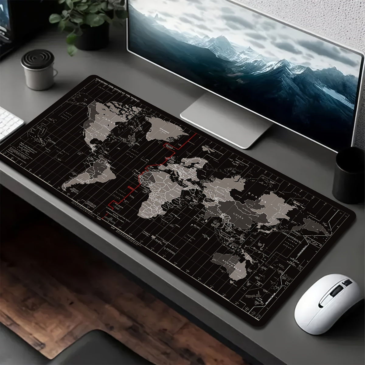 1pc Extra-Large Gaming Mouse Pad featuring World Map Design. Durable, Non-Slip Base & Precision Stitched Edges. Ideal for Home Office, Gaming Room, Student Dorms. Perfect Holiday Gift for