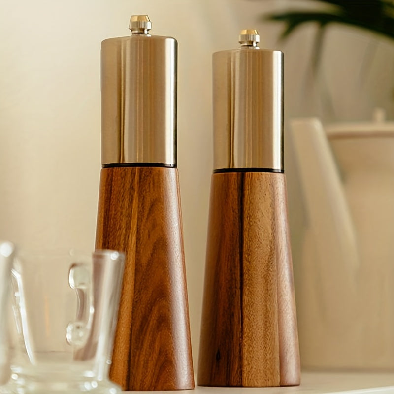 Top Choice: Wooden Pepper Mill and Salt Shaker Set with Adjustable Durable Ceramic Rotor - Enhance Your Dining Table with Fresh Seasonings - Ideal Gift Option