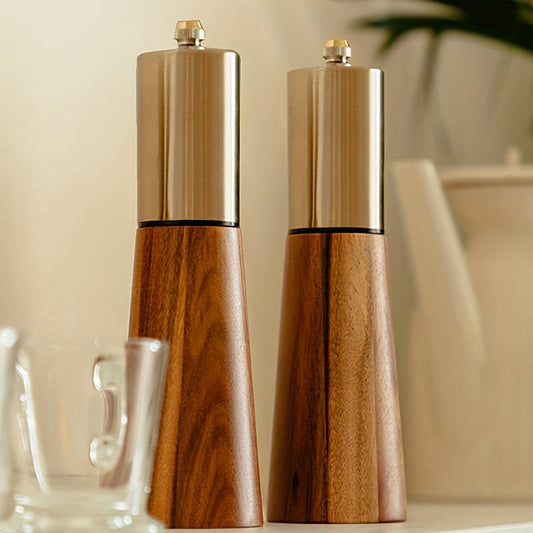 Top Choice: Wooden Pepper Mill and Salt Shaker Set with Adjustable Durable Ceramic Rotor - Enhance Your Dining Table with Fresh Seasonings - Ideal Gift Option