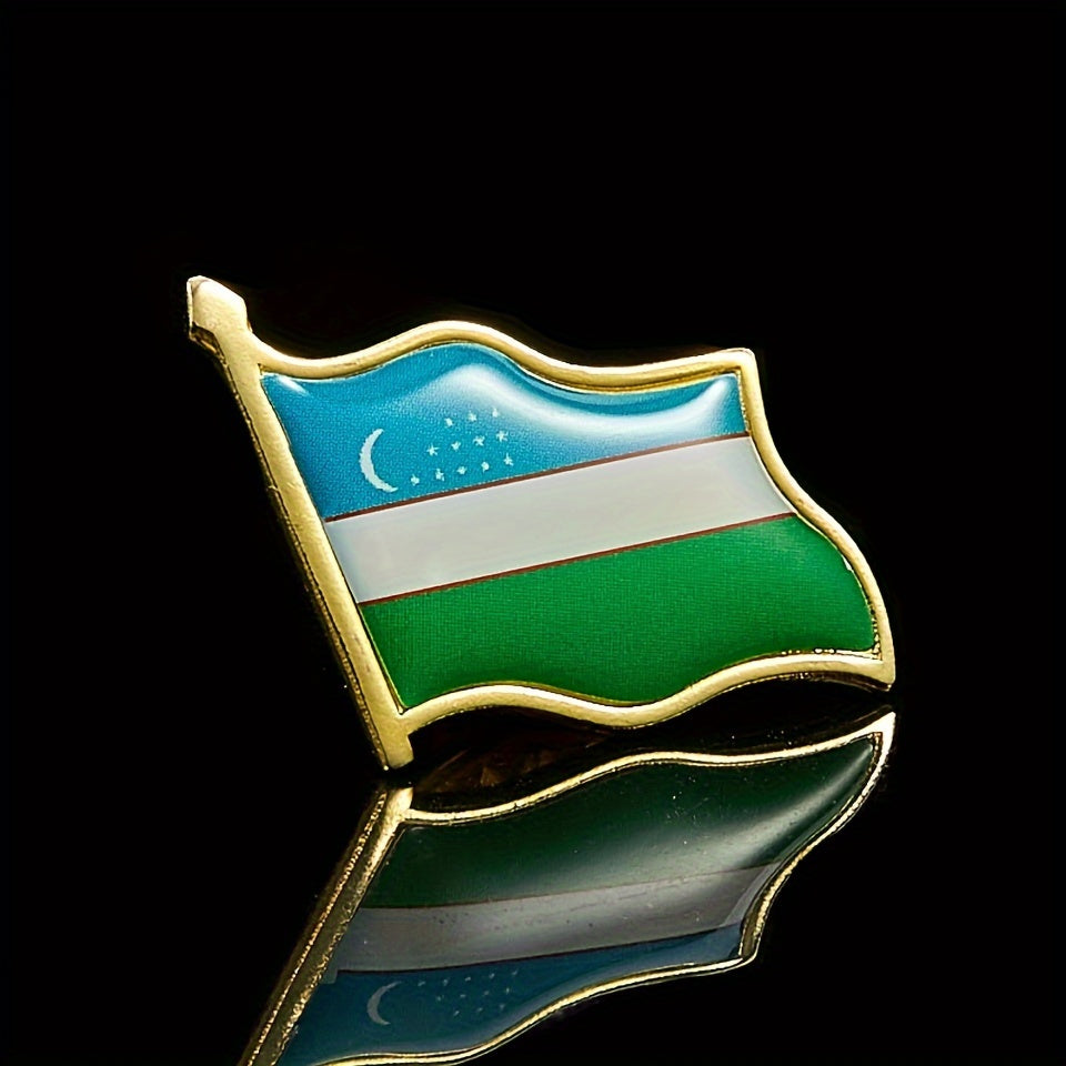 1 Uzbekistan national lapel pin for men to wear on a jacket or suit.