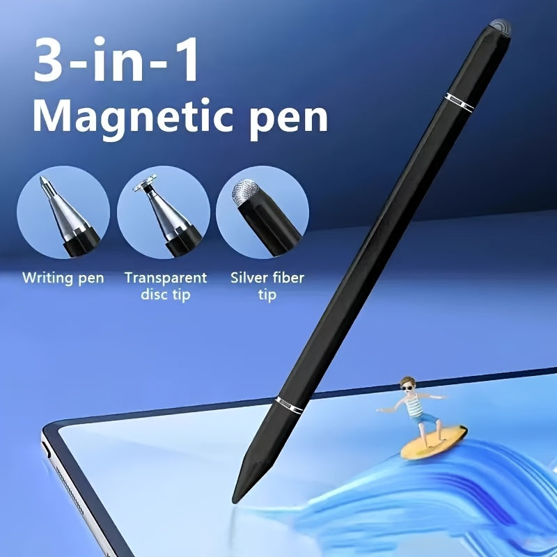 Three-in-one touch screen stylus for iPhone/iPad/Android tablets in black/white, high precision and sensitivity, compatible with all touch screens