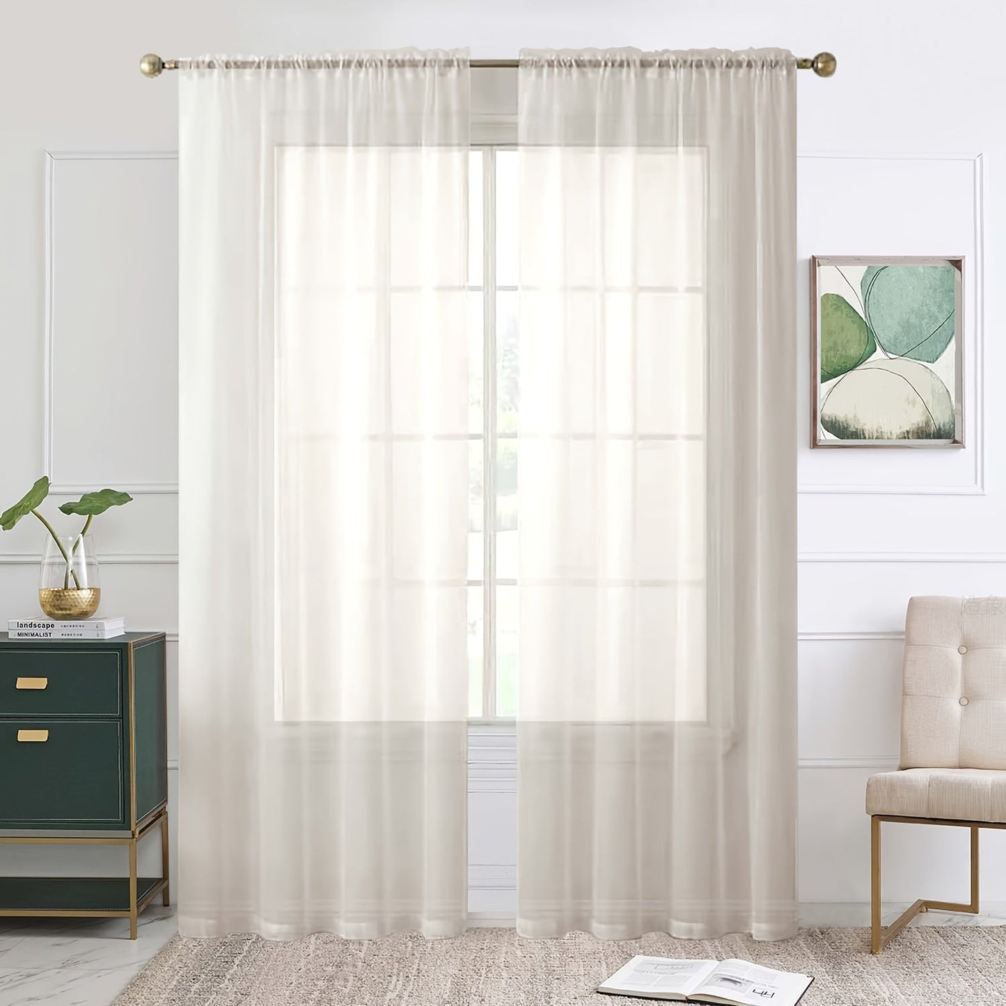 Add a touch of elegance to your kitchen, bedroom, or living room with this single panel sheer curtain. Perfect for letting in natural light while still providing privacy. Features a rod pocket design for easy hanging. Enhance your home decor with this