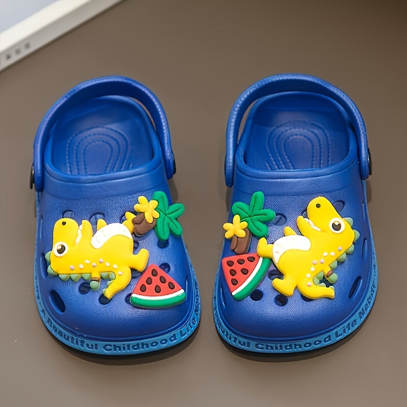 Kids' dinosaur clogs - breathable, non-slip, quick-dry shoes for boys and girls, suitable for all seasons.