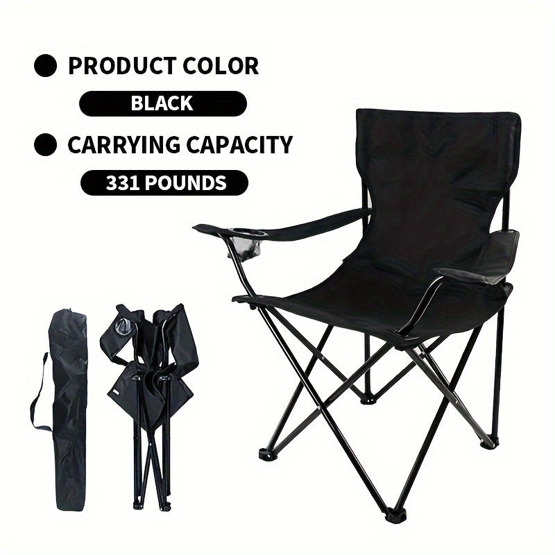 Durable and portable folding outdoor chair for adults with steel frame.