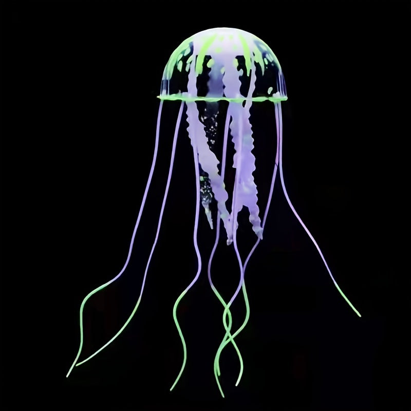 Luminous silicone jellyfish aquarium ornament for fish tank decoration.