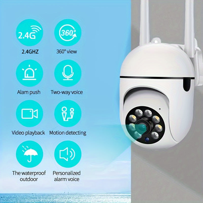 The WIFIAI Intelligent Human Tracking USB Camera offers HD wireless security with motion detection and alarm push. It also features video monitoring, remote control viewing, and pan tilt bidirectional audio. This outdoor camera is not waterproof, but is