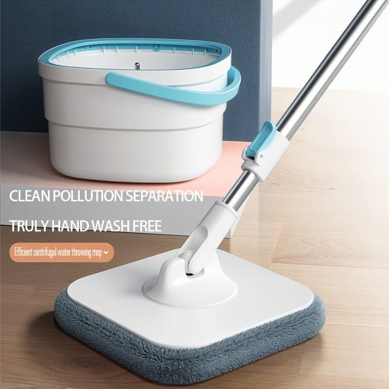 This versatile 360° Rotating Square Mop and Bucket Set includes 2 extra replacement heads for hands-free cleaning. Suitable for both wet and dry use on hardwood, tile, and marble floors, it is perfect for keeping your home, kitchen, and bathroom