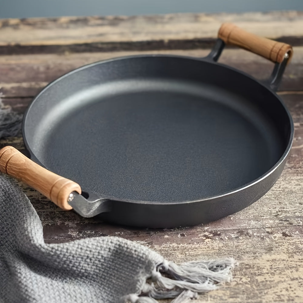 1 piece Cast Iron Skillet with Lid - Non-Stick, No Coating, Classic Pan for Pancakes, Flatbreads, and Frying - Hand Wash Only, Long-lasting Kitchen Cookware