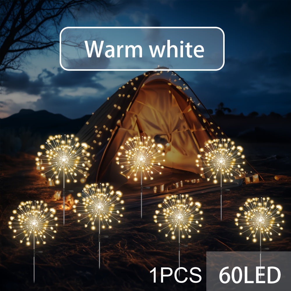 XinXiaoWu Solar LED lights with 8 modes, firework-style design for outdoor spaces, 200-350 lumens, IPX-4 rating, nickel battery, 36V.