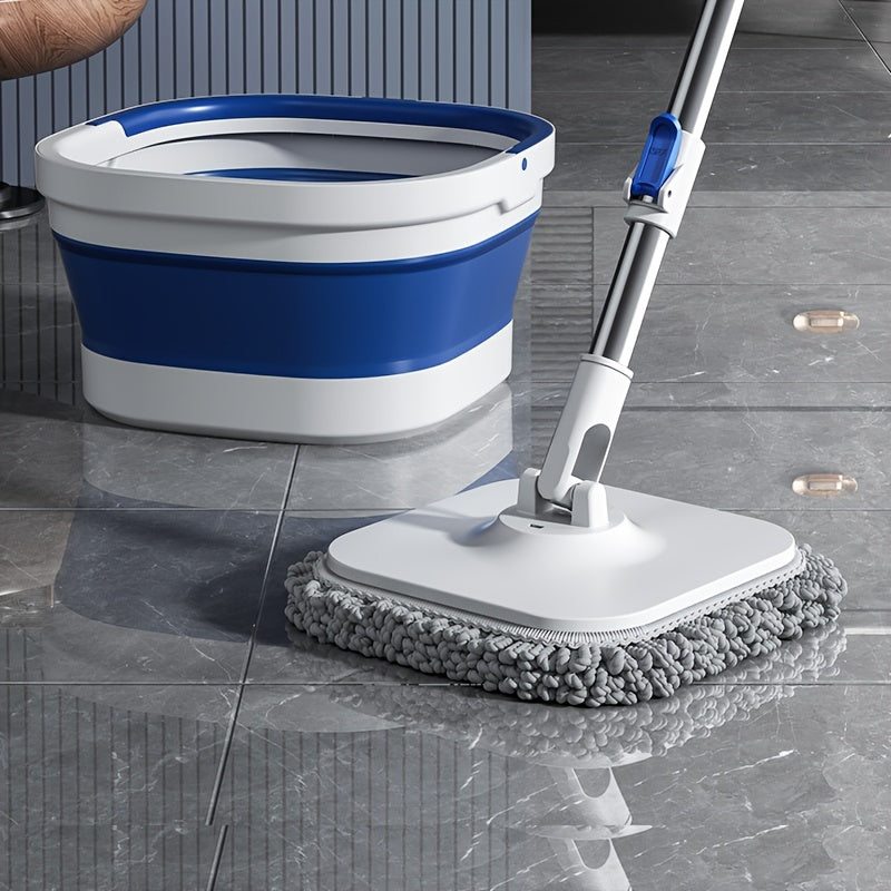 Flexible Foldable Spin Mop & Bucket Combo - Made of Stainless Steel, Requires No Electricity for Effortless Cleaning in Household, Commercial, Culinary, and Outdoor Settings