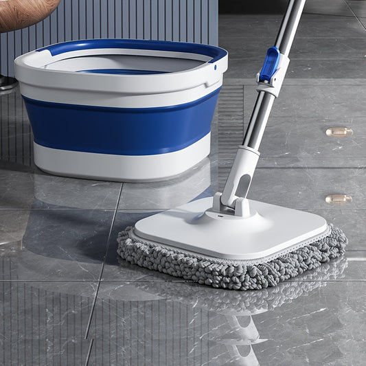 Flexible Foldable Spin Mop & Bucket Combo - Made of Stainless Steel, Requires No Electricity for Effortless Cleaning in Household, Commercial, Culinary, and Outdoor Settings