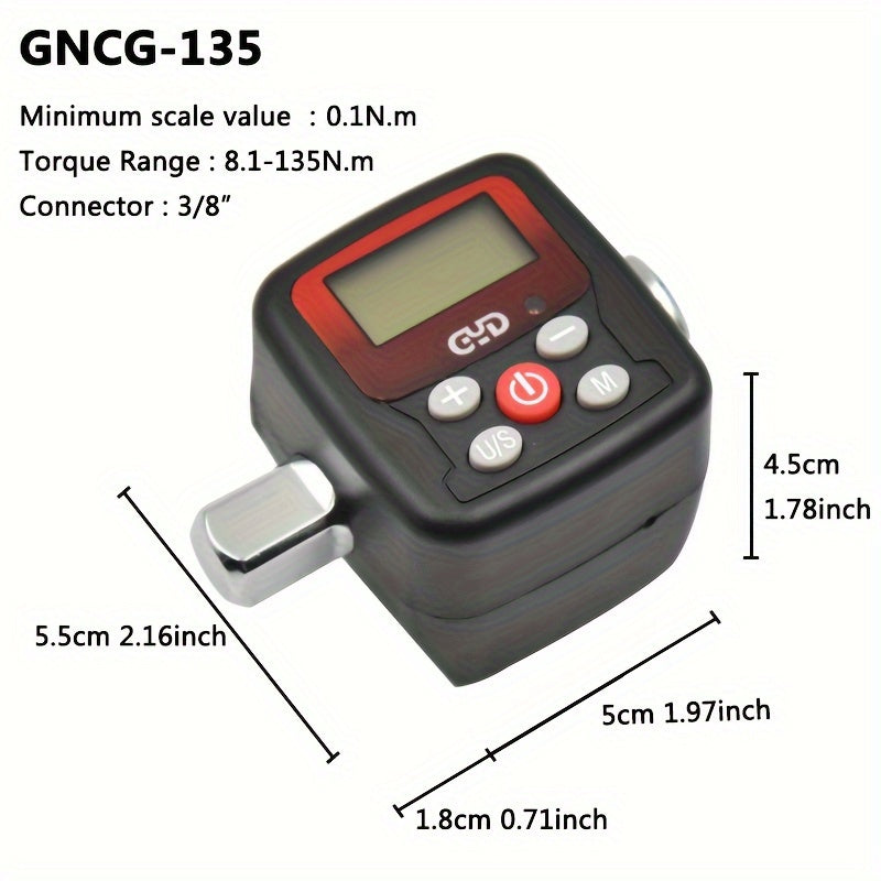 GYD Digital Torque Wrench Adapter, Adjustable with backlight, beeper and LED warning light, high precision mechanical operation, metal material, battery-powered without plug or battery.