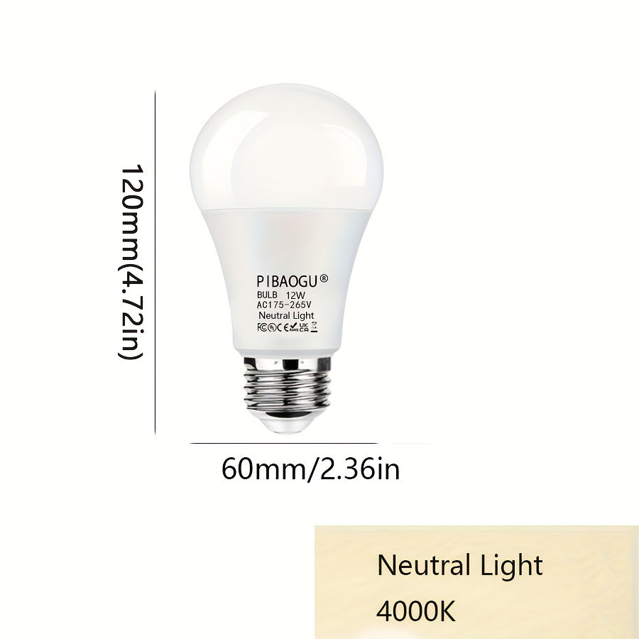 10-pack of E27 12W LED bulbs with high brightness, low energy consumption, and energy-saving features for indoor lighting in living rooms.