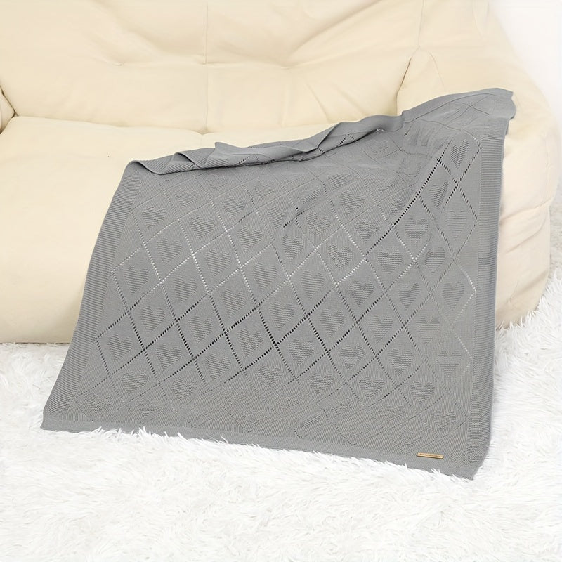 Knitted love hollow blanket designed to cover your air conditioner or sofa, can be wrapped around or hugged for added comfort.