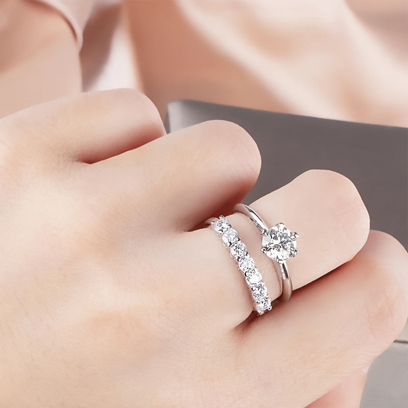 Choose Your Color: Moissanite Stacking Rings in 925 Sterling Silver with 18k Plating - A Symbol of Beauty and Nobility. High-Quality Jewelry Presented in a Gift Box.