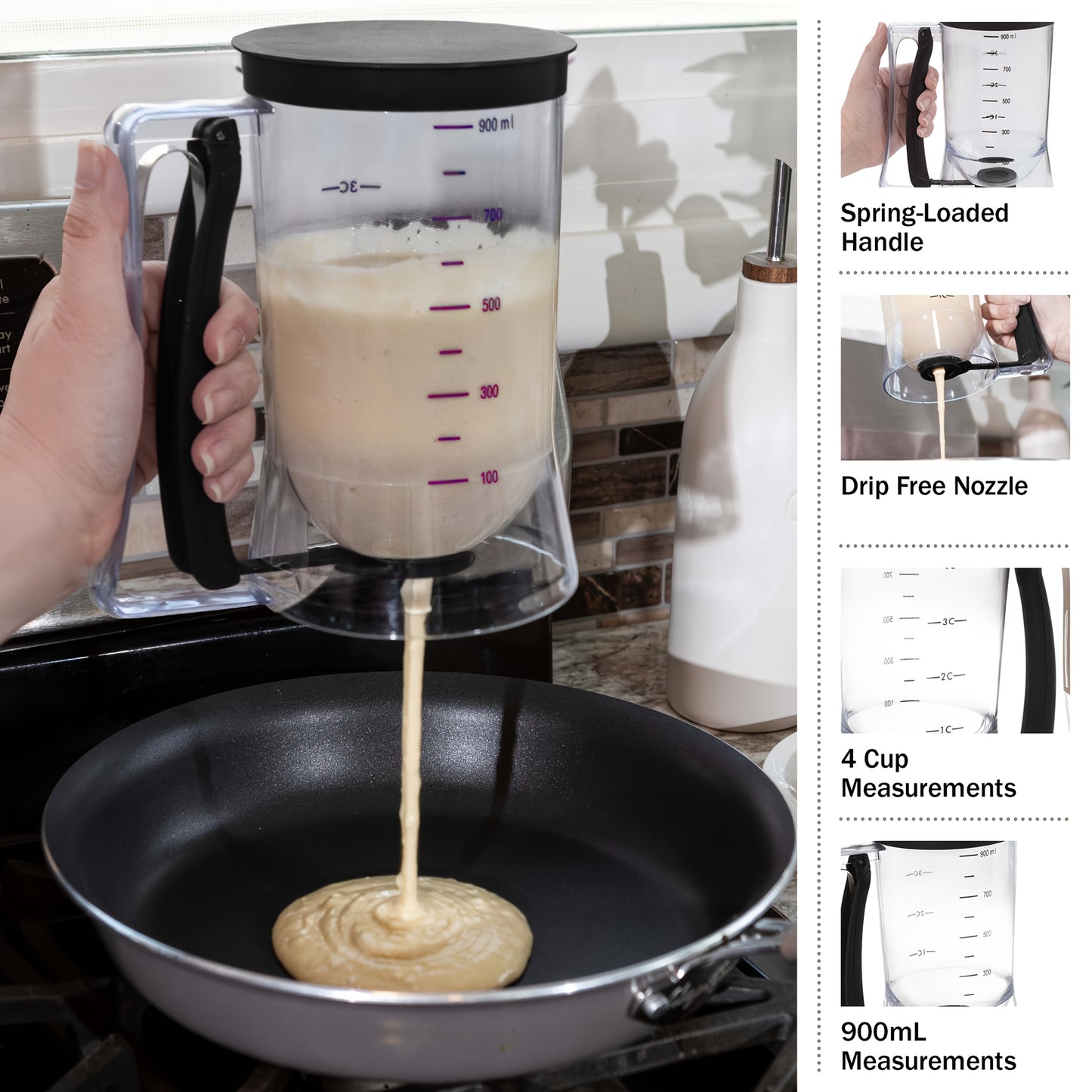 1pc Cupcake Batter Dispenser - Easy to Pour, Non-Stick, Space-Efficient, Ideal for Cupcakes, Waffles, Cakes, Pancakes, Sturdy and Easy to Clean, Safe for Food Contact, Kitchen-friendly.