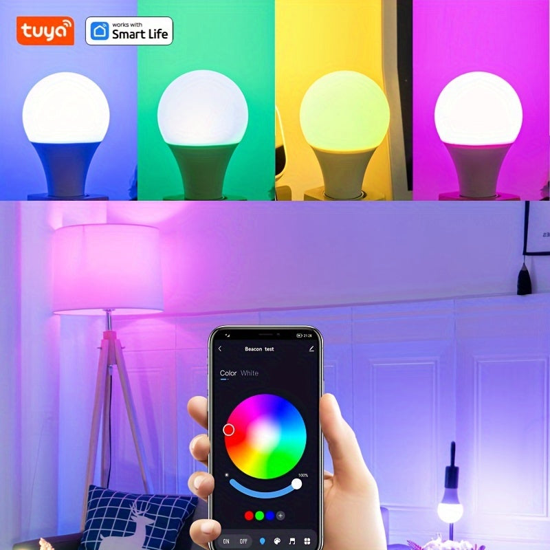 Tuya's smart wireless light bulb complies with European regulations and comes in sets of 1, 2, or 4 RGB bulbs. Each 10W bulb can be controlled via the app, providing 800LM of light with a