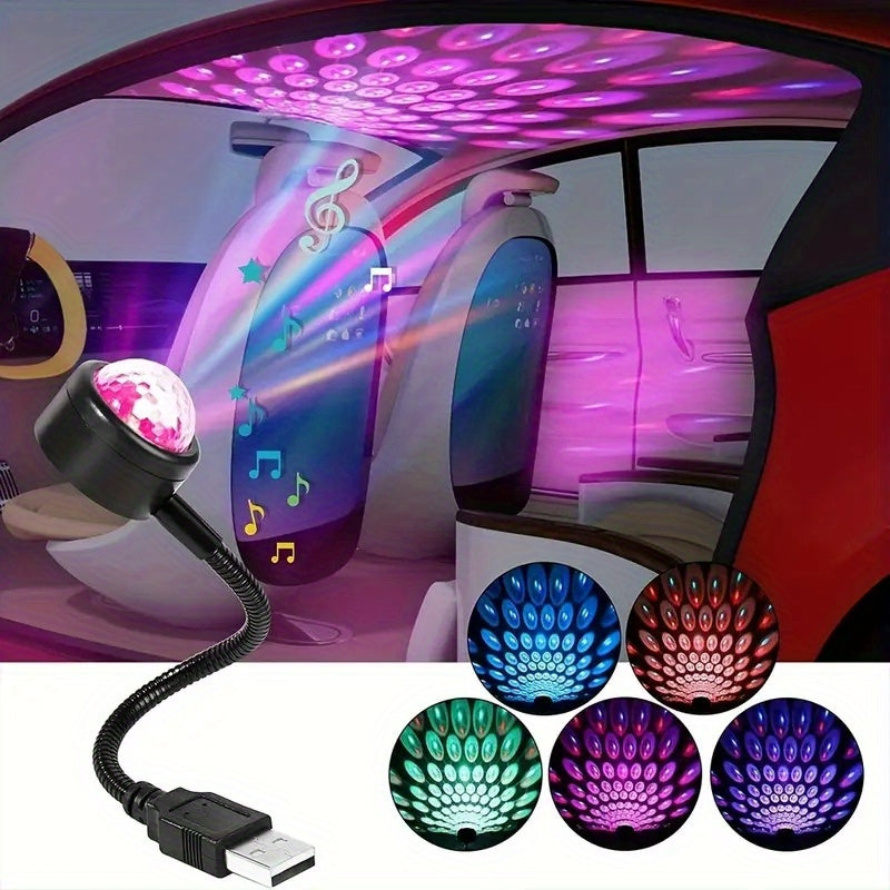 USB Roof Lamp Night Light LED Color Lamp Sound Control Music Car Decoration