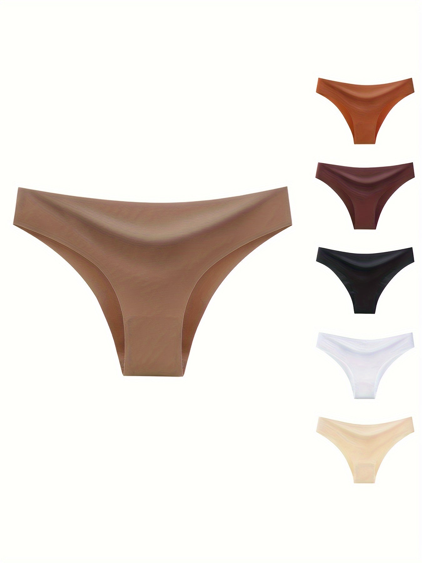 6-Pack seamless fitness underwear for women, made of breathable ice silk fabric. Sexy bikini briefs in solid color with knit polyamide and elastane blend. European and American style