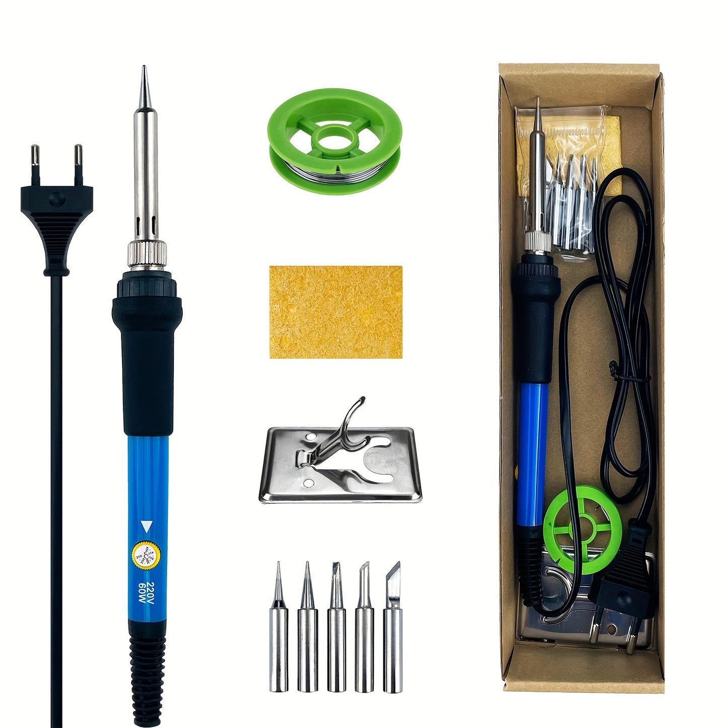 9-piece adjustable temperature electric soldering iron tool set for household welding and DIY repairs.