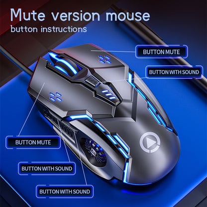 Silent silver mechanical gaming mouse suitable for both desktop and laptop use.