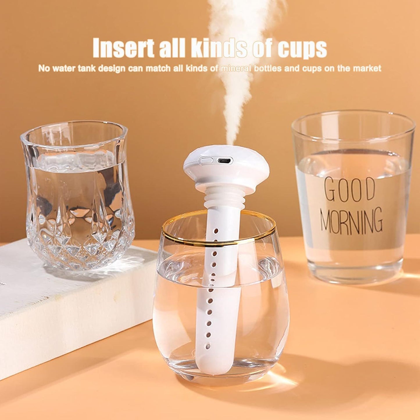 Compact USB desktop humidifier for office, bedroom, or travel, with cool mist purifier and no water container.