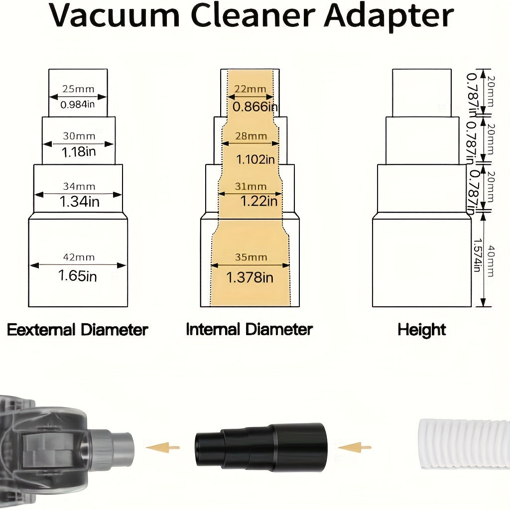 WSDMAVIS Universal Vacuum Cleaner Hose Adapter 4-Pack, 35mm to 32mm, Plastic Connectors for Converting 1-3/8 inch Tubes to 1-1/4 inch Brush Heads, Home Vacuum Accessory Replacement