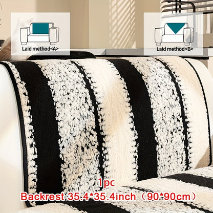 Modern plush fur sofa cover, anti-slip, breathable, pet-friendly, machine washable, fits various sofa sizes, ideal for home and office décor.