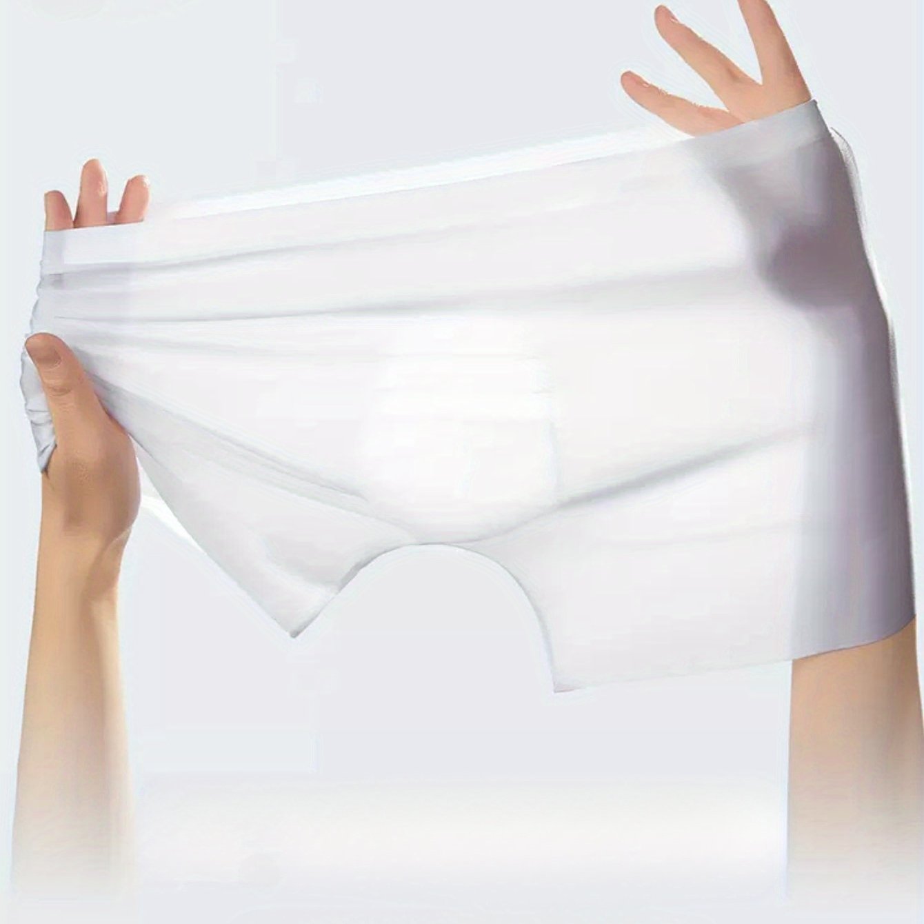 Men's semi-sheer plain color boxers briefs are cool, thin, breathable, and comfortable, with a medium stretch and a sexy charm.