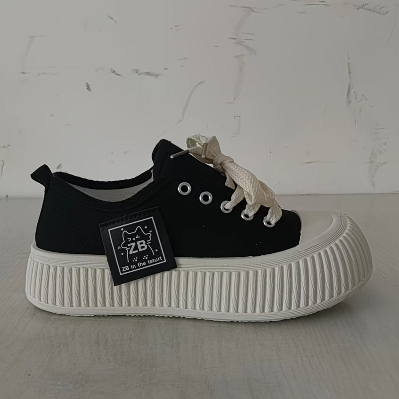 Women's casual sneakers with waterproof platform, non-slip sole, lace-up closure for outdoor use, breathable flats with round toe, rubber sole, and comfortable low-top style for any season.