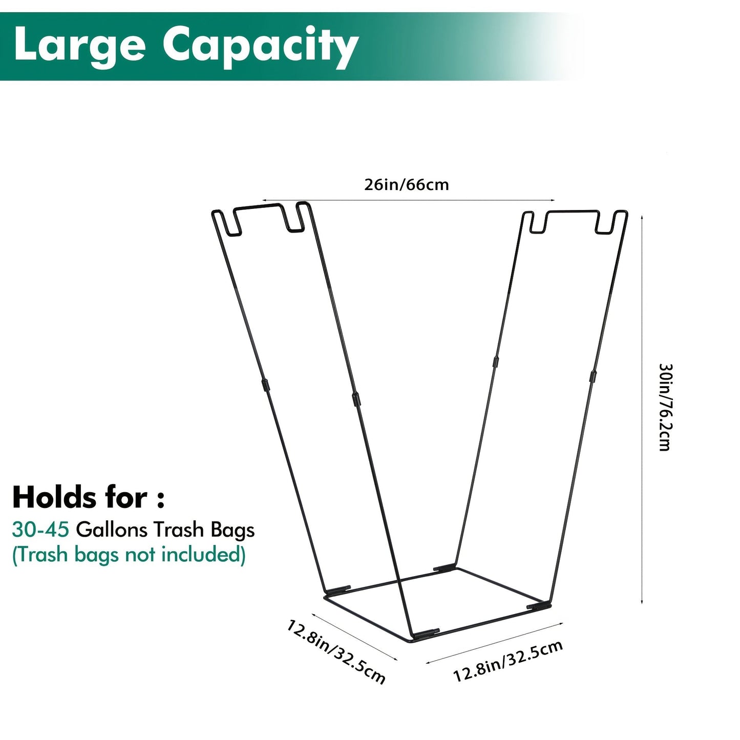 Прочный металлический держатель для мусорных мешков в саду, вмещает 113,56-170,34 л - идеален для сбора листьев и активного отдыха. Удобный доступ для кемпинга, пикников, прополки и многого другого. Поддерживает мусорные мешки, универсальный дизайн.