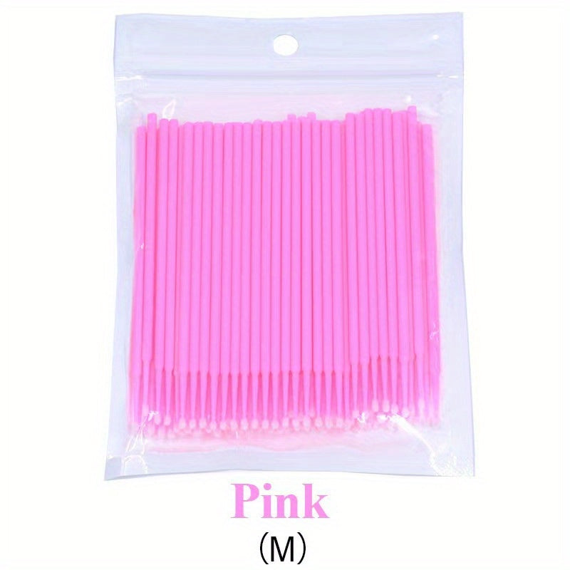 100 microbrush applicators in portable container for eyelashes, makeup, oral and dental use