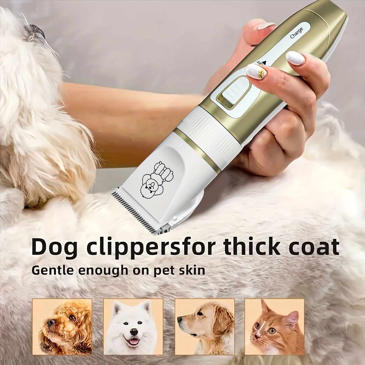 Professional Pet Grooming Kit with USB Rechargeable Electric Clippers & Brush Set for Dogs & Cats, includes Ceramic Blades, 6mm & 12mm Combs - Ideal for Small to Medium Breeds.