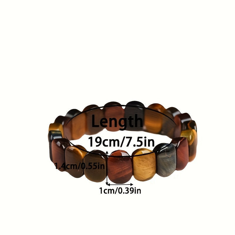 Natural Tiger's Eye Stone Bracelet - Energy Rock Bracelet for Men and Women