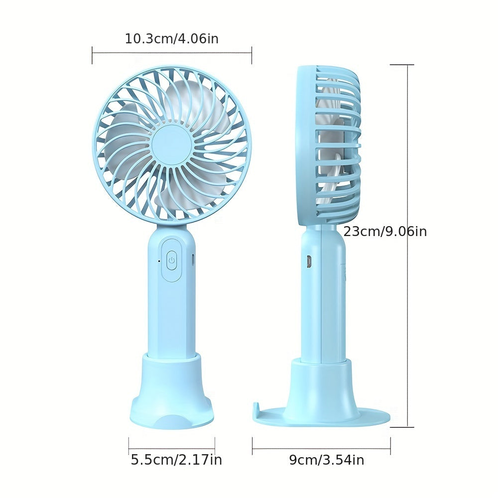 Mini USB Rechargeable Handheld Fan - The perfect portable cooling device for on-the-go use. With a height of 9.06 inches and a base diameter of 3.54 inches, this compact plastic fan is ideal for travel and outdoor activities.