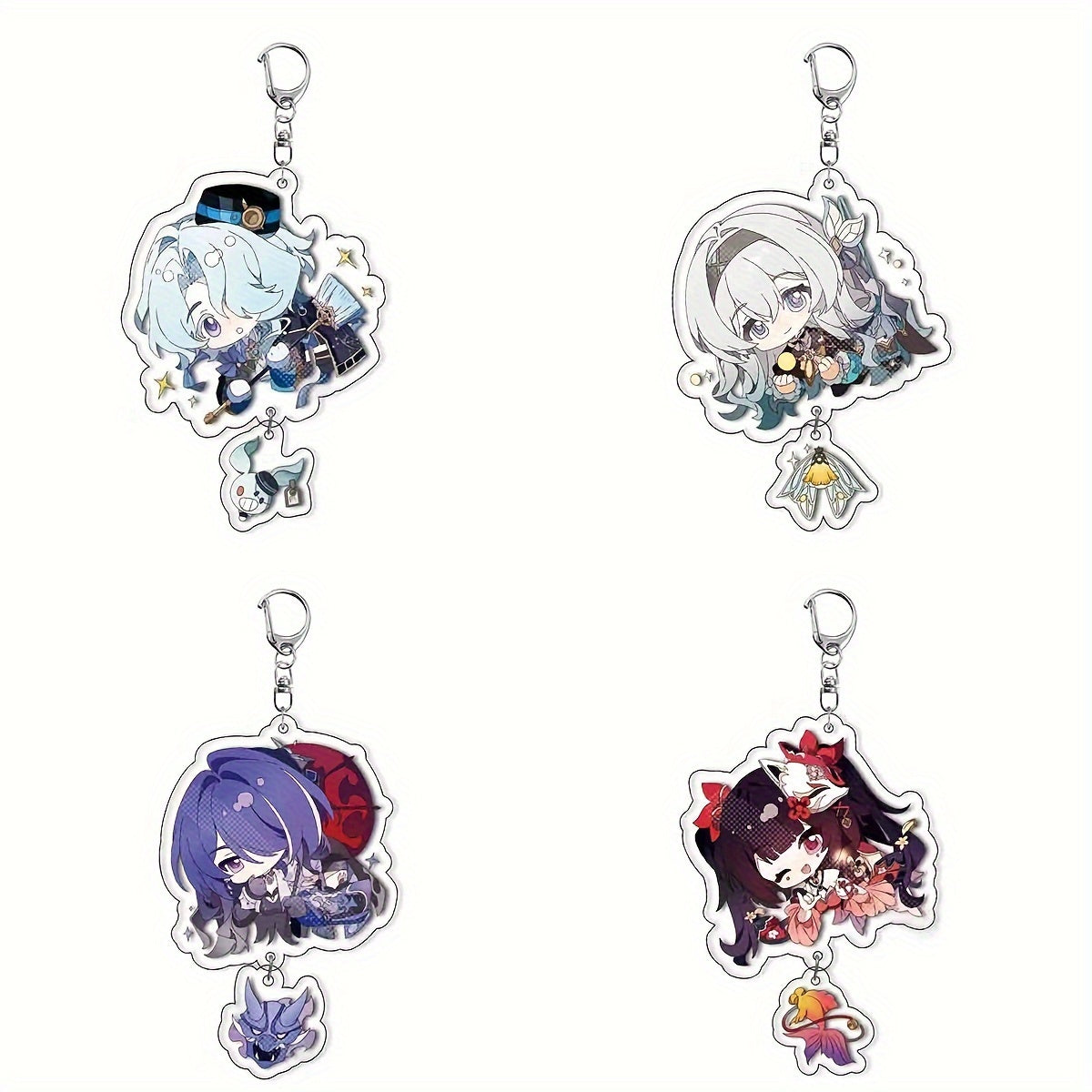 Set of 4 Anime Acrylic Keychains - Adorable Bag Charms, Stylish Women's Accessory