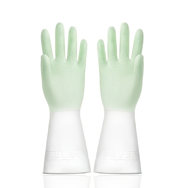 Premium waterproof kitchen dishwashing gloves designed for non-slip household tasks. These durable laundry gloves are essential cleaning supplies.