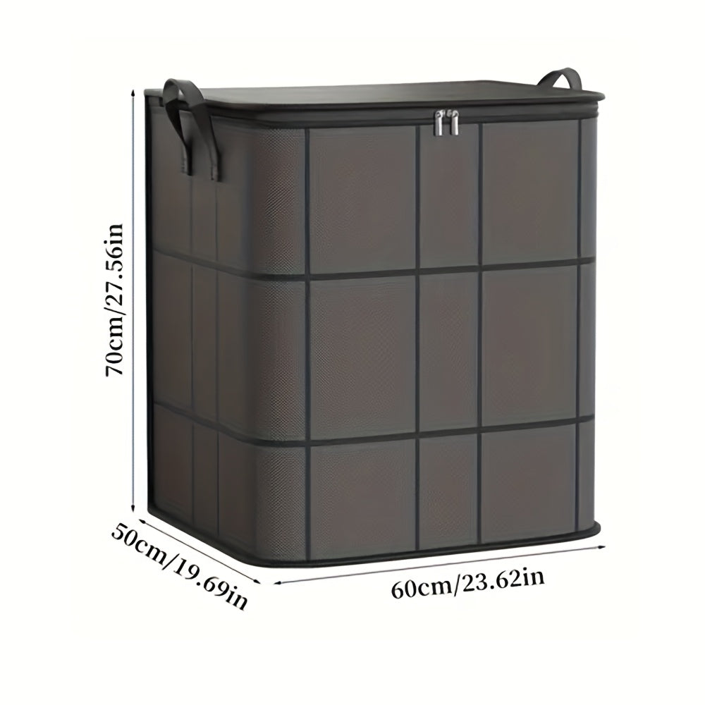 This durable polyester storage bag with handles is perfect for moving, travel, and organizing your dorm. It has a large capacity and is versatile, making it ideal for storing clothes, quilts, and more. While not waterproof, it is perfect for under-bed