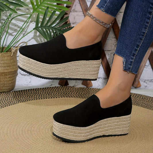 Women's slip-on wedge sneakers with fabric upper, PU sole, and fabric insole, suitable for North America and Europe.