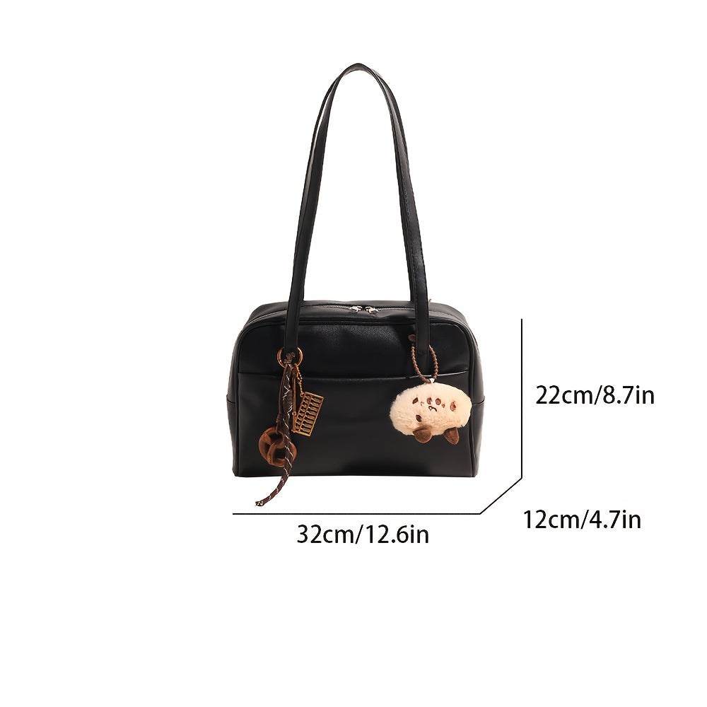 Stylish retro single-shoulder bag with large capacity, versatile commuter bag, fashionable Boston briefcase, Korean-style handbag.