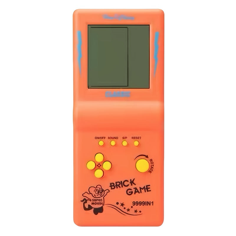 1pc Retro Electronic Brick Game Handheld Console for Kids, Educational Toy for Ages 3-6, Available in Blue, Green, Orange, Yellow